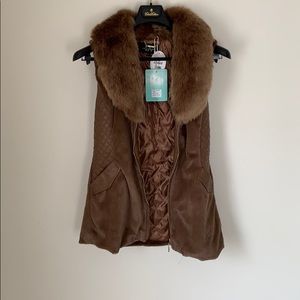 Brown fuzzy vest